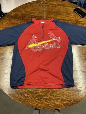 St. Louis Cardinals 1/4 zip Practice Jersey Size XL Logo Red Blue